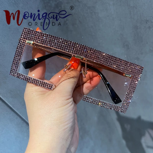 Nye Metal Frame Rimless Solbriller Kvinder 2024 Mode Vintage Mærke Designer Shades Briller Kvindelige Bling Solbriller Black