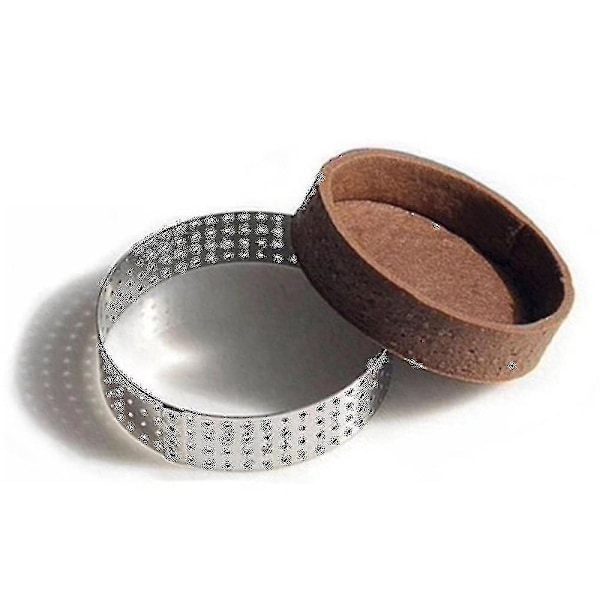 12 stk 6 cm Kakeringer i rustfritt stål, kakeform, sirkelformet utstikker, konditorring, varmebestandig, perforert