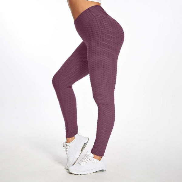 Berømte leggings, dame butt lifting yoga bukser høje 01 vin KLB