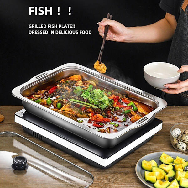 Rustfrit madbakke i rustfrit stål med håndtag - Holdbar madopbevaringsbakke til hjemmekøkkenet Small Tray