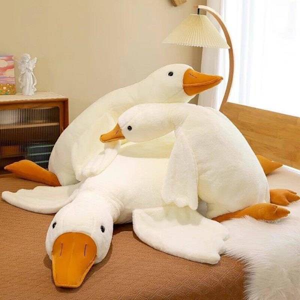 Jättiläinen iso valkoinen hanhi pehmolelu jättiläinen ankka nukke iso pehmoeläin pehmeät pehmoiset tyynyt tyyny lapsille tytöille vauva (130cm) valkoinen White 130 cm