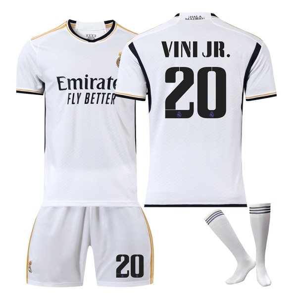 Real Madrid Fotballdrakt 23-24 20 Vinicius 10 Modric 9 Benzema Nr. 7 Hazard Jersey Versjon Home No. 20 + socks Children's 24 code