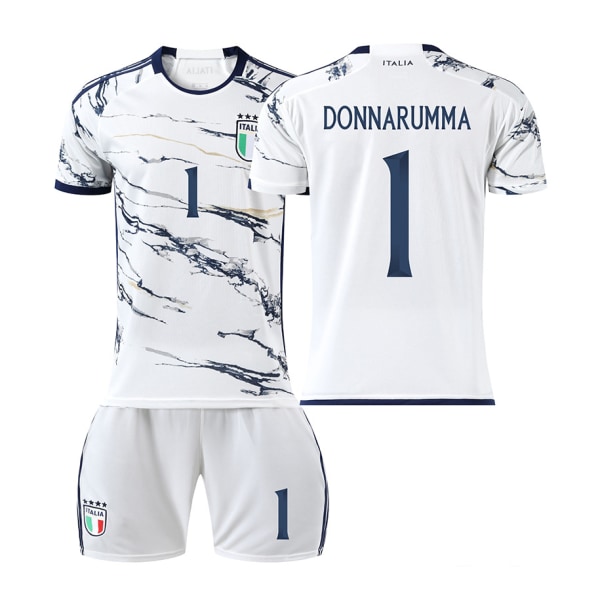 23-24 säsongen Europacupen Italien borta fotbollsdräkt 6 Verratti 1 Donnarumma 18 Barella tröja No. 1 Away #22