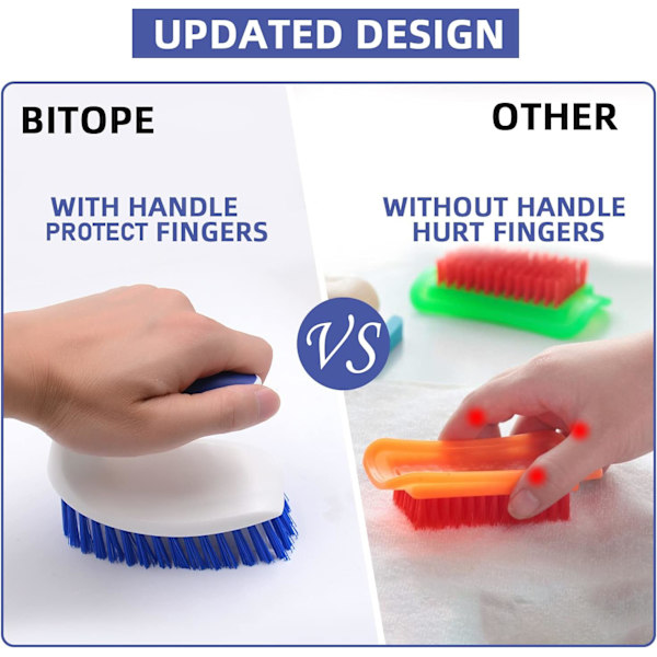 2-pack Skrubbborste med Bekvämt Grepp, Stiva Borst för Rengöring