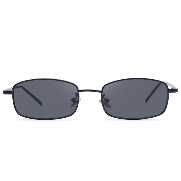 2024 Retro Små Solbriller Guld Metal Ramme Rektangel Tilpasset Logo PC Solbriller til Piger Mænd Kvinder lentes de sol UV400 Black  Gray