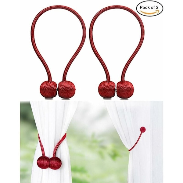 4 kpl Magneettiset Verhot, Magneettiset Punotut Verhot (Punainen)