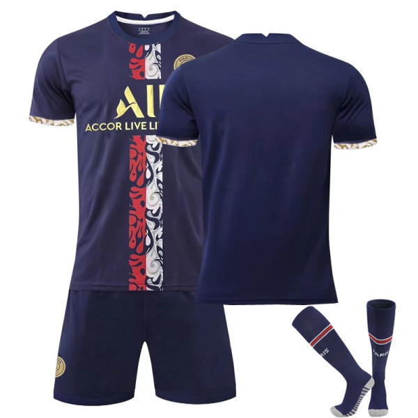 23 Paris treningsdrakt gull nr. 30 Messi drakt nr. 7 Mbappe nr. 10 Neymar fotballuniform sett No number socks XL