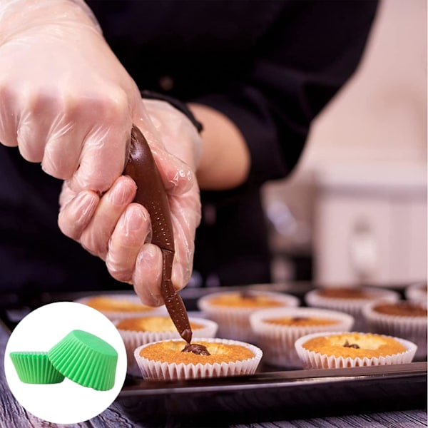 små papir muffinsformer Stekeformer, Fettett bevis muffinsformer for baking, Mini muffinsformer Muffinskopper Cupcake Liner Bulk, Papir baking Green