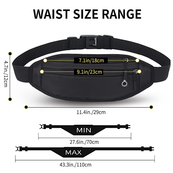 Juoksemisvyö matkapuhelimelle jopa 7 tuuman kokoon, vedenpitävä vyölaukku vyötärölle