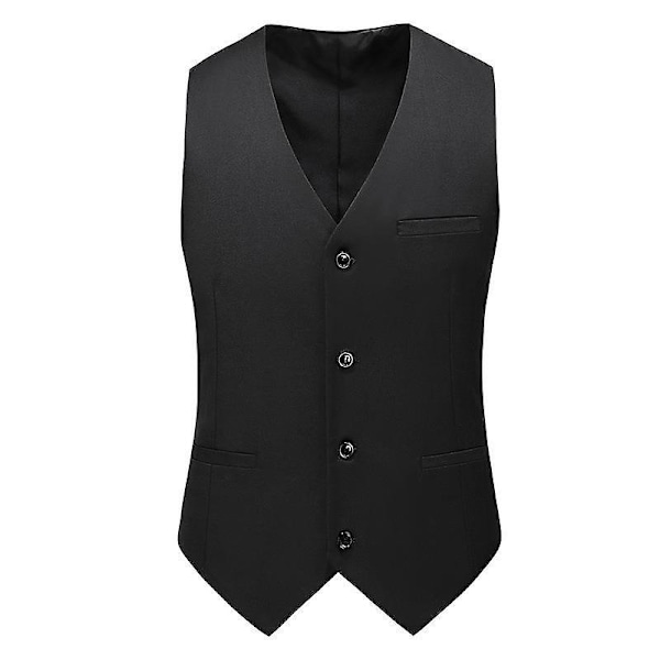 Klassisk affärsväst för män, regular fit smokingväst Black S