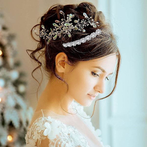 Hårkam med Rhinestones i Metall, Blomsterkrystall Hårklipp, Bryllupshårkam, Bryllups Smykker Hårklipp Kam, Franske Hårtilbehør for Kvinner