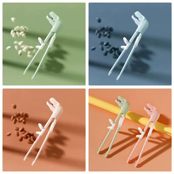Par med ätpinnar för barn Söta dinosaurie Baby Learning Chopsticks Hjälpset