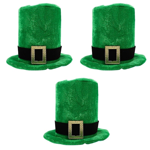 3 stk. St. Patricks Day Hatte Grønne Hatte Party Sceneoptræden Hatte Fløjlshatte 3 stk 31X24CM 3 stk 3 pcs 31X24CM
