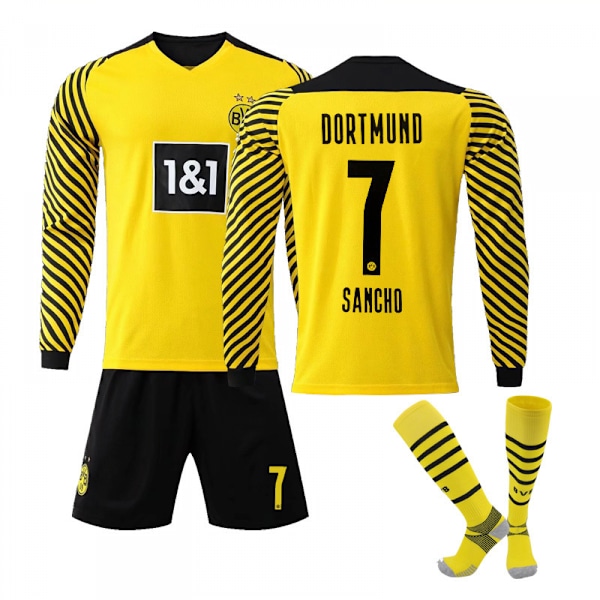 21/22 Dortmund Koti Pitkähihainen Jersey Set Lapset Aikuiset Jalkapallopaita Harjoituspaita No.7 SANCHO No. 7 SANCHO XL