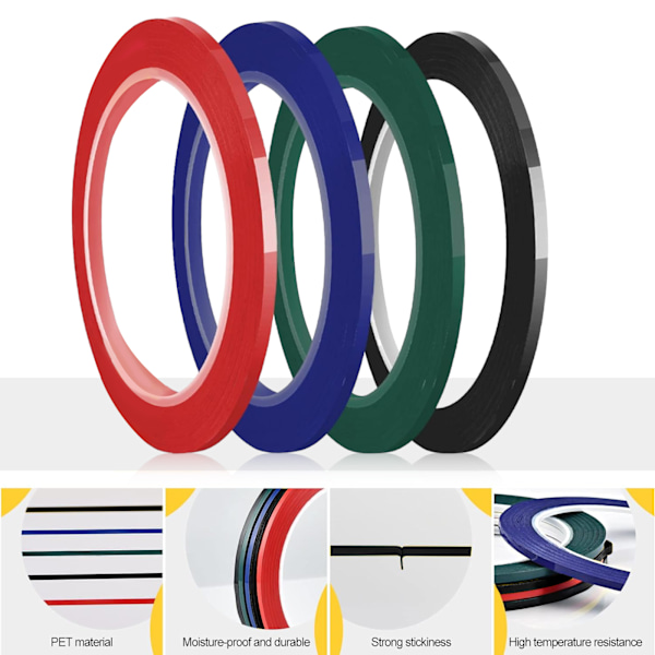 Vittavletape, konsttejp, diagramtejp, rutnätmarkering, självhäftande whiteboard-rutnät tejp för kontorsrutnätmarkering (4-pack)