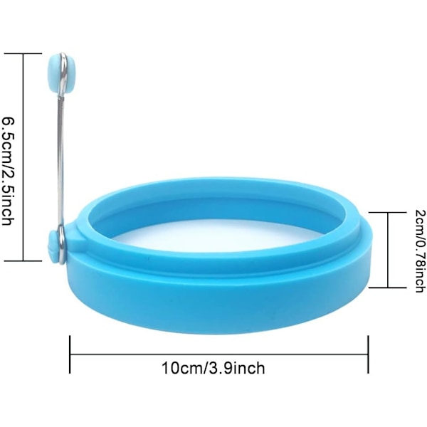 Silikon Eggringer, 4 tommer, Mattrygg, Non-Stick Belegg, Stekte Egg, Pannekaker, Frokostsmørbrød, Eggmuffinsring, Blå, 4 stk