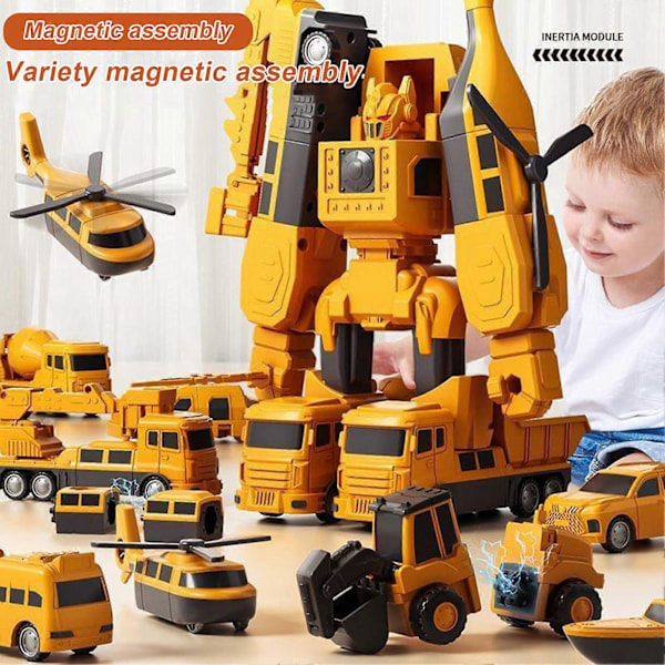 Magneettinen Muuntautuva Auto Technicille, Koottu Leikkisetti Säilytyslaatikolla