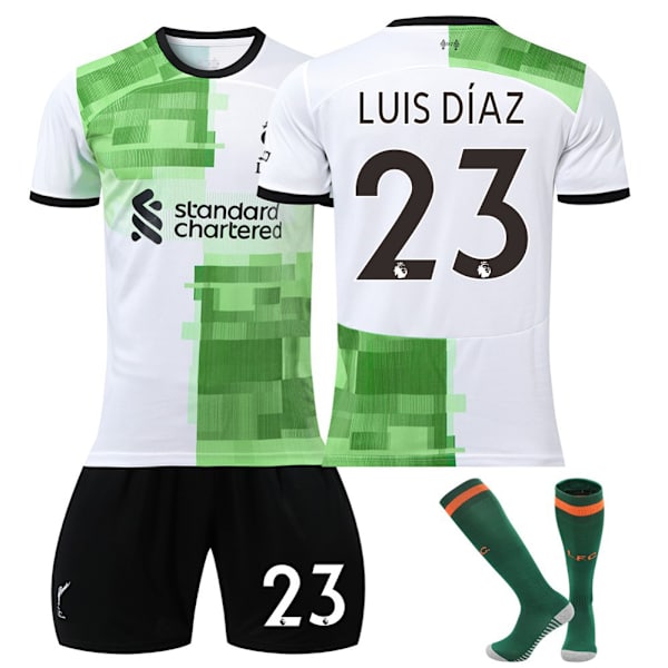 23-24 Liverpoolin vihreä vieraspaita nro 11 Salah 27 Nunez 66 Arnold lasten jalkapallovaatteet No. 23 + socks XXXL