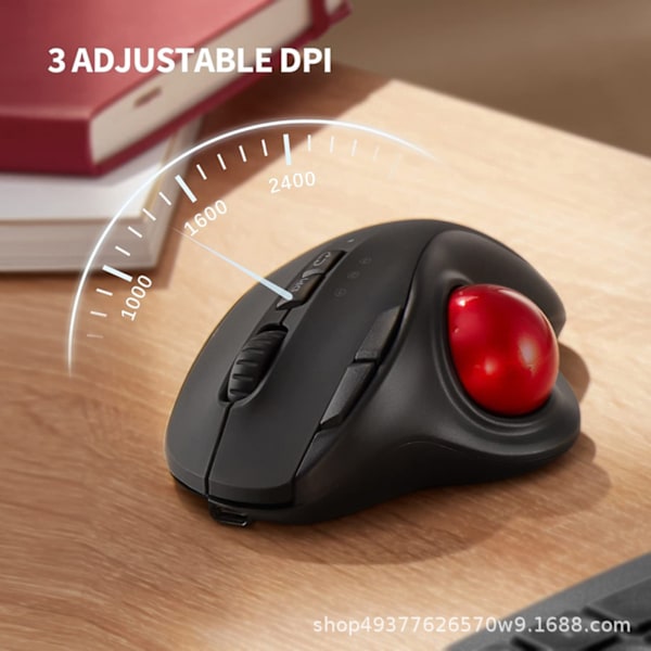 Trådløs Trackball-mus - 2.4G USB + Dual Bluetooth Rollerball-mus, Enkel tommelfingerkontrol, Genopladelig ergonomisk mus Trackball til Mac, bærbar computer Trackball Mouse Bag (No Mouse)