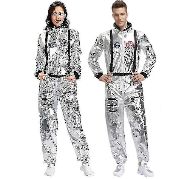 Astronauuttiparin Hyppyasu Uniformu Karnevaali Halloween Cosplay Party Avaruusasu Roolipeli Hieno Pukeutuminen Miehille Men M