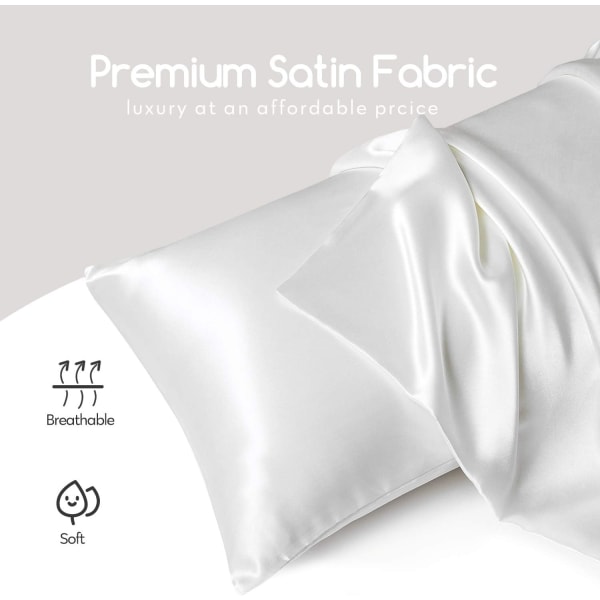 2-pack örngott i siden satin (utan fyllning) Elfenben Ivory 50X75cm