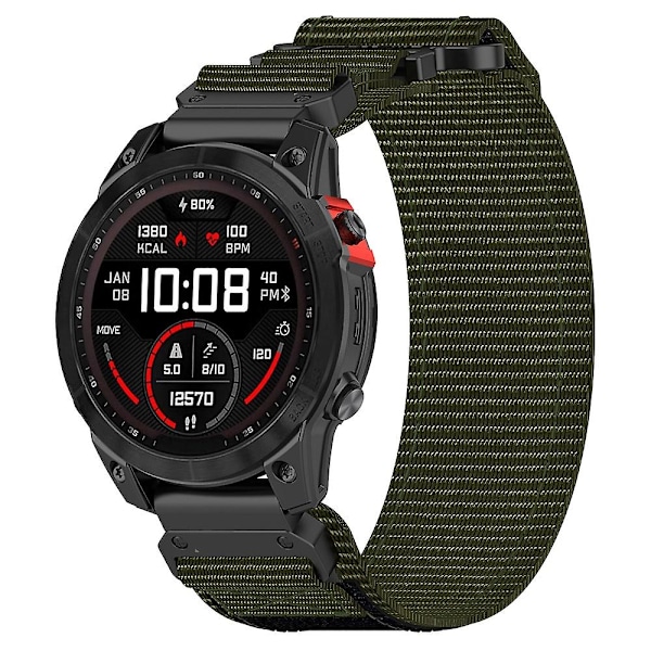 Nylonarmband med självhäftande remsa för Garmin Fenix 7X/7X Pro/Instinct 2X/QuickFit 26mm - Armégrön Turkos Turquoise Garmin Fenix 7X