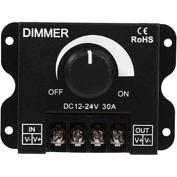 Laaja himmennin kytkin, ON/OFF kytkin mustalla alumiinikotelolla, Max 30A himmennin, kytkentäohjain yksiväriselle LED-nauhalle (DC12~24V)