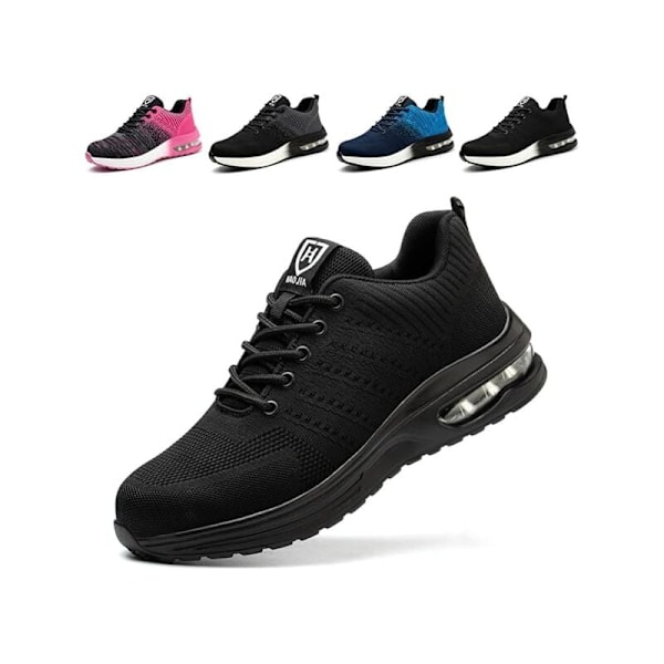 Säkerhetsskor Herr Dam Lätta Säkerhetssneakers Andningsbara Bekväma Arbetsskor med Ståltåhätta, Svart Botten Storlek 43