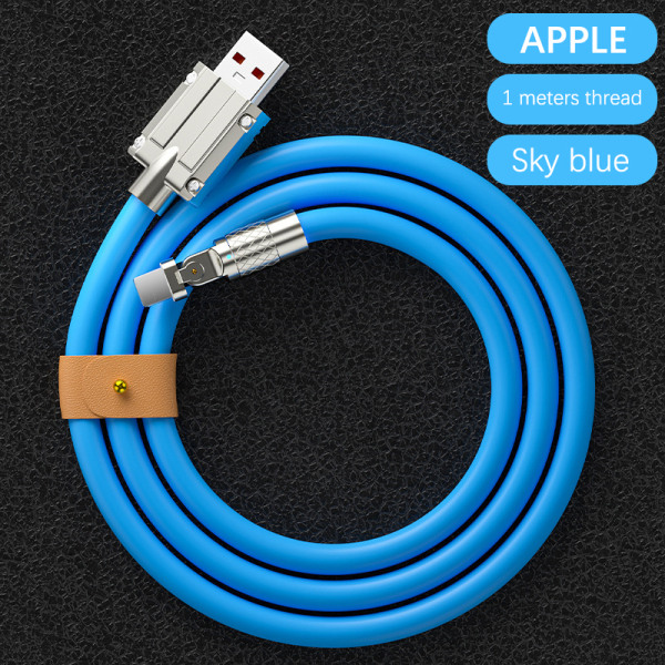 120W 6A 180 graders rotation Super hurtig opladning data Type-C kabel Blå Blue Lightning[1m]