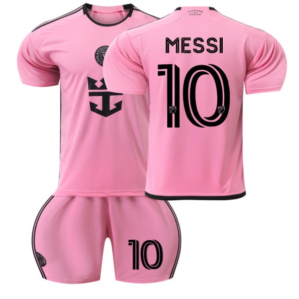 24-25 Ny Miami Hjemme- og Udebane Pink No. 10 Messi Fodboldtrøje Sæt 9 Suarez Trøje med Strømper 24/25 Miami Pink No. 9 S