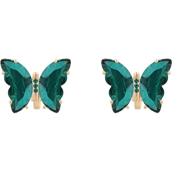 Butterfly Shape Crystal Clip On Örhängen Gold Non Pierced Golde