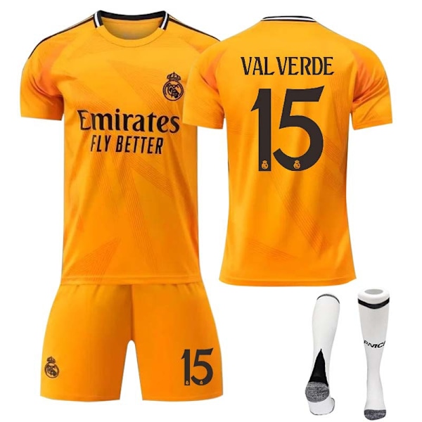 2425 Real Madrid bortafotbollströja VAL VERDE tröja med strumpor M(170-175cm)