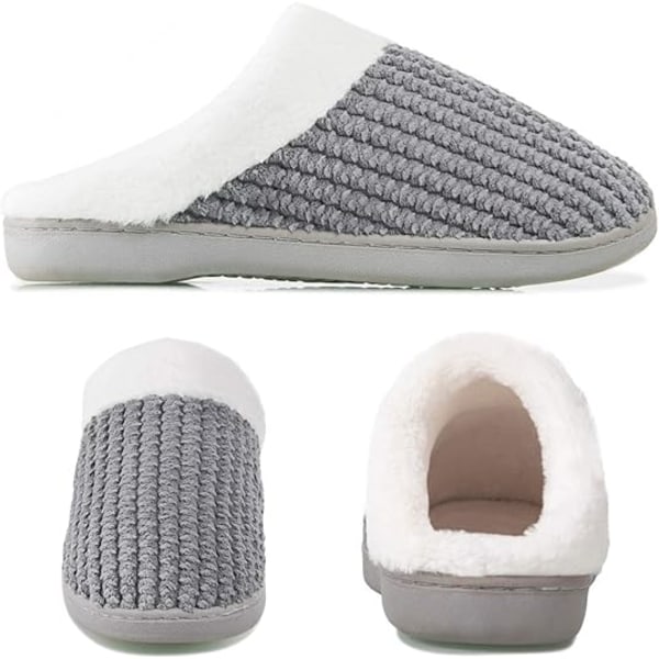 Damtofflor med Memory Foam, Bekväma Ull-liknande Plyschfleecefodrade Husskor för Inomhus & Utomhus