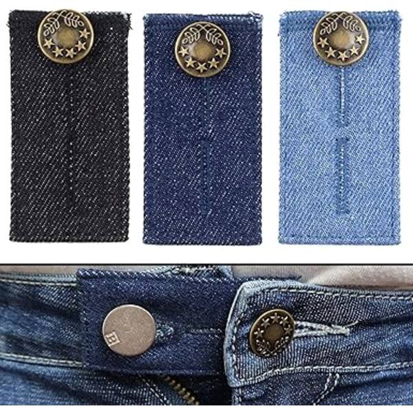 Bältesförlängare för jeans och byxor, set om 3, midjeförlängare upp till 5 cm
