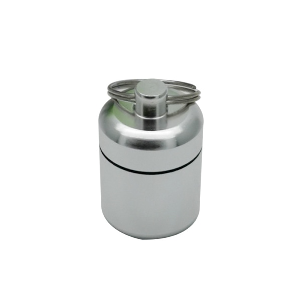 Vattentät Pillerdosa Liten Nyckelring Pillerhållare Metall Pillerorganisatörer Mini Bärbar Pillerdosa för Utomhusresor Camping (Silver) silver