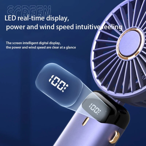 Aromaterapi-ventilator 2024 Nyeste USB Håndholdt Digitalt Display Foldbart Plastik Abanicos Luftkøling Ventilator Tynd Led Lys 5v Usb Ltd. White