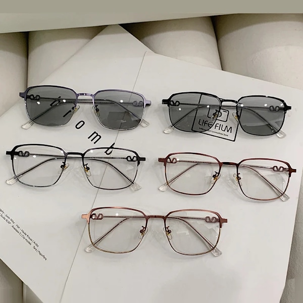 8254 Nye Hot Sale Retro Vintage fotokromiske linser Metal optisk stel Unisex Computer Briller Anti Blåt Lys Briller BLACK/PHOTOCHROMIC LENS optical glasses FRAME