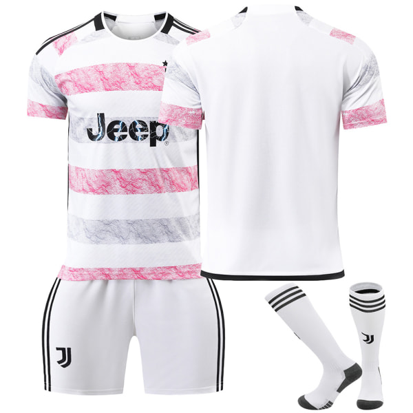 23-24 Juventus bortaställ nr 9 Hovic 7 Chiesa 22 Di Maria 10 Pogba fotbollströja barn overall No. 9 protective gear with socks XL