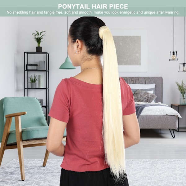 Kvinnor Lång Rak Hår Extensions Ponytail Peruk Clip i Ponytail Falskt Hår Styling 01#