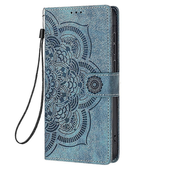 Frosted Læder Etui til Mandala Emed Retro Telefon Blå(FQ) For Samsung Galaxy S21+ 5G Blue