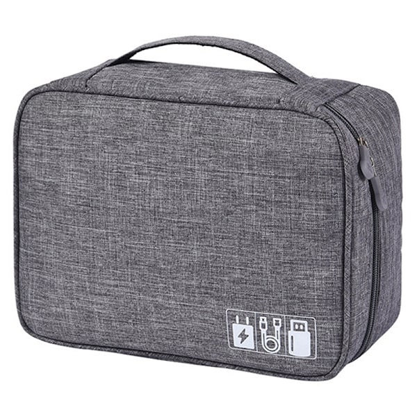 Kabeloppbevaringspose Bærbar USB-datakabelpose Svart 1 lag (24,5x10x18 cm) Gray