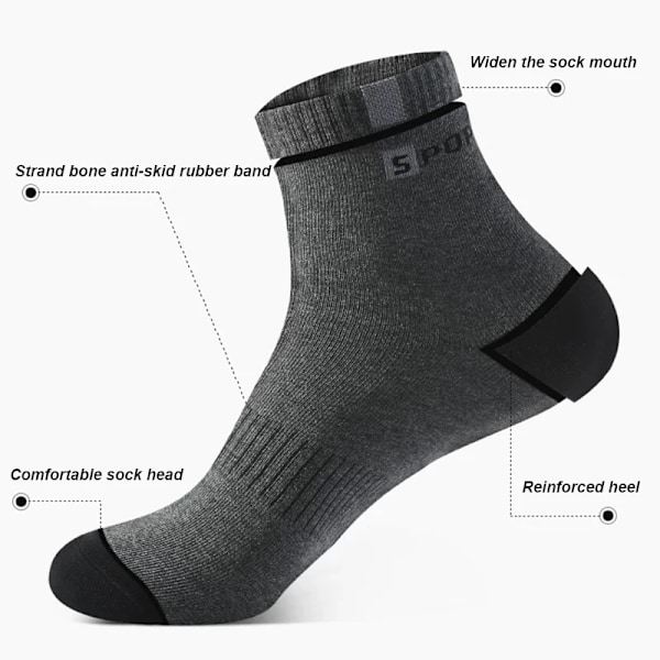 5 Par Bambufibrer Höst Vinter Herrstrumpor Andningsbara Bomulls Sportstrumpor Andningsbara Deodorant Business Strumpor Plus Storlek 38-47 D 5 Par Ljusgrå D 5 Pair Light grey EUR 43-47