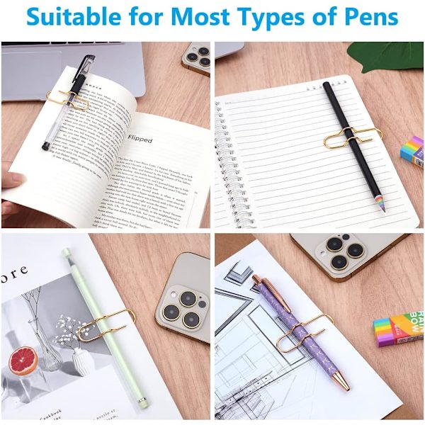 Metal Pen Klips, 20 stk. Papirklipsholder, Notesbog Pen Klips Assistent, Rustfrit Stål Klips, Pen Holder