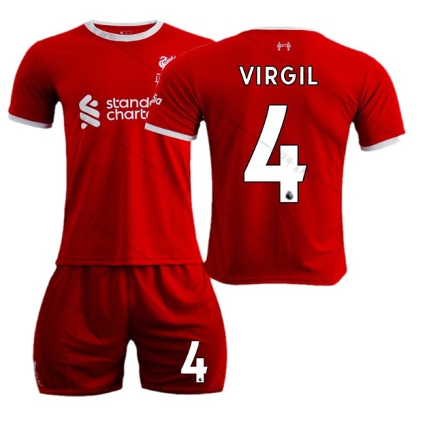 2023-24 nya säsongen Liverpool hemmaröd nr 11 Salah 9 Firmino 27 Nunez fotbollströja No. 4 with socks + protective gear #24