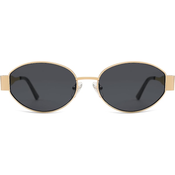 SOJOS Retro Oval -aurinkolasit, jotka sopivat naisille ja miehille, trendikkäät aurinkolasit, klassiset sävyt, UV400-suoja SJ1217_SSDLV Gold-Grey