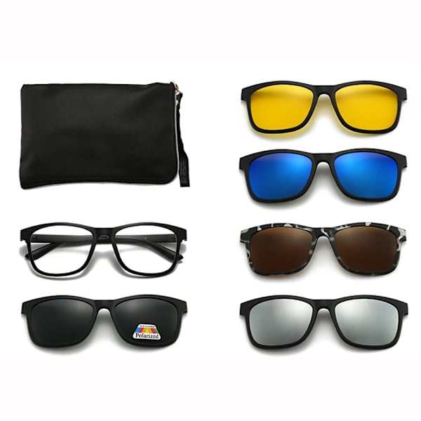 Muodin magneettikiinnitteiset polarisoidut TR90-aurinkolasit, 1 optinen kehys, 5 linssiä, jousi saranat 2201A clip-on sunglasses