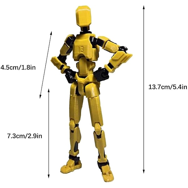 T13 toimintahahmo, Titan 13 toimintahahmo 4 aseen ja 3 käden tyypillä, T13 3D-tulostettu moninivelinen toimintahahmo Yellow-Black