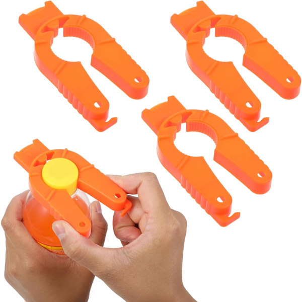 Plastikflasköppnare, 3-pack Vattenflasköppnare, Orange Sodaburksöppnare, 3-i-1 Multifunktionell Vattenflasköppnare för Artritpatienter, Seniorer