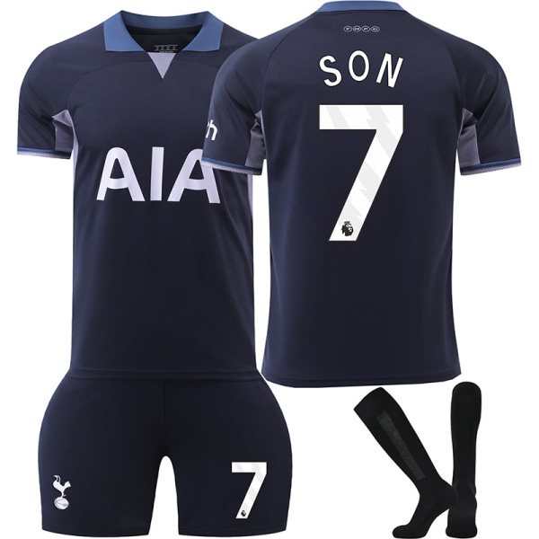 23-24 Tottenham Hotspur udebanefodboldtrøje nr. 7 Son Heung-min 9 Richarlison 17 Romero trøje børne- og herre- og damesæt Size 7 socks + protective gear Size S