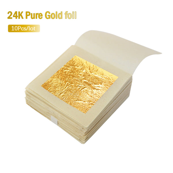 10pcs 24K Gold Foil Edible Gold Leaf Sheets for DIY Cakes